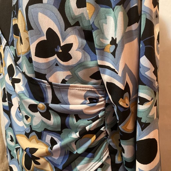 3/4" Sleeve Wrap Style with Tropical Sarong Front Ruching with built in camisole - Picture 15 of 15